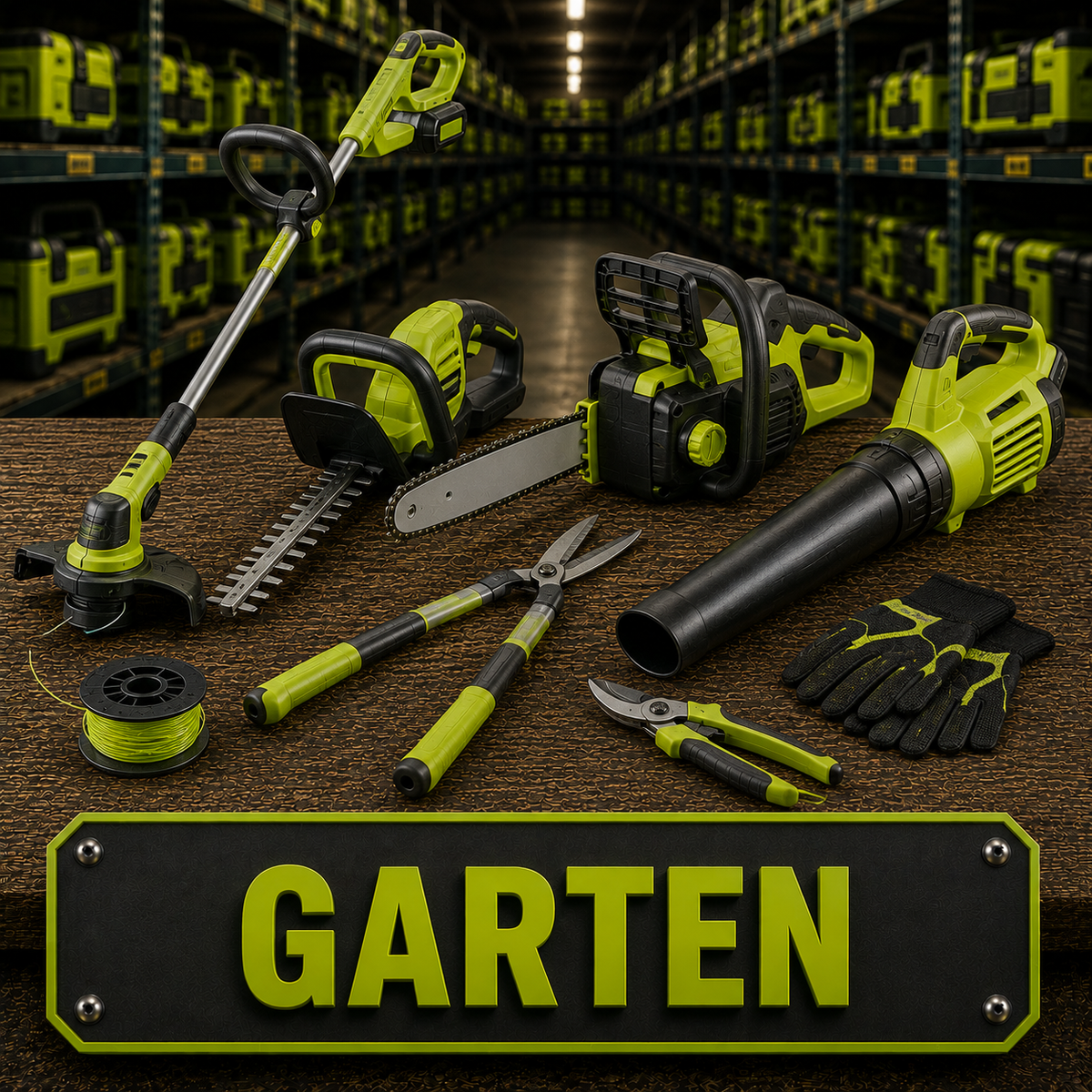 Gartengeräte - Bild KI-generiert, dient nur zur Orientierung und stellt keine realen Produkte dar